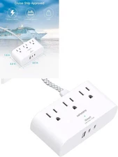 Cruise Ship Essentials, HANYCONY Short Extension Cord 1 Ft, Small Power White 