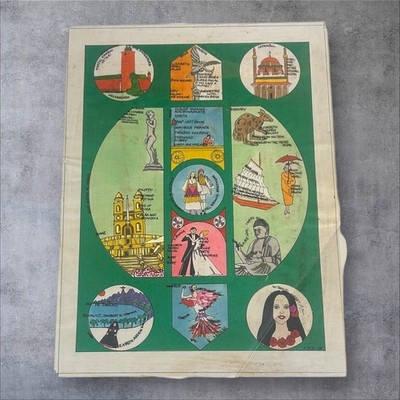 Vintage 1968 Albert Elia Original Artwork - Travel Icons & Celebs Signed