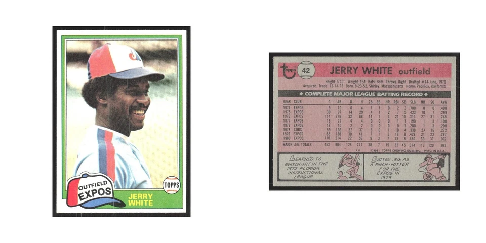 1981 Topps Jerry White Montreal Expos #42 - Image 3 of 3