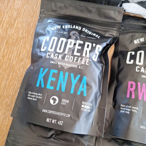 4 Coopers Cask Coffee Variety Sample Roasted Whole Bean Box Set Kenya Rwanda - Picture 5 of 9