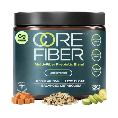 Core Fiber Multi-Fiber Prebiotic Unflavored Powder, 6g Fiber, Sugar-Free 30 serv