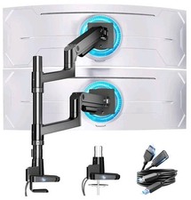 Dual Monitor Arm for Ultrawide Heavy Duty Curved Monitor Stacking, Fits 17-49...