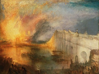 The Burning of the Houses of Lords and Commons J.M.W. Poster Druck gerahmte Leinwand