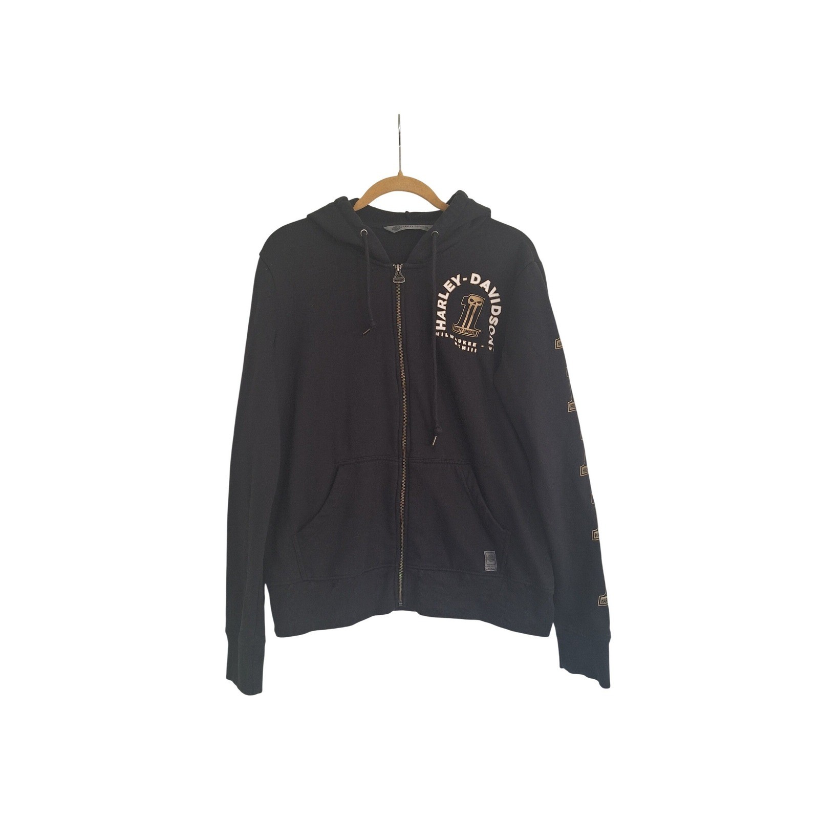 Harley-Davidson women's  black Zip-Up Fleece Hooded Sweatshirt XL