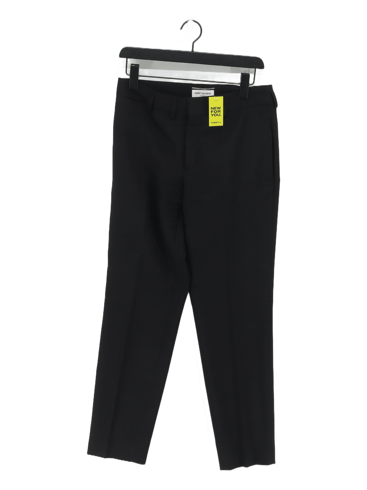 Saint Laurent Pantalone Tuta Donna UK 12 Nero Lana con Cotone Vestito Pantaloni