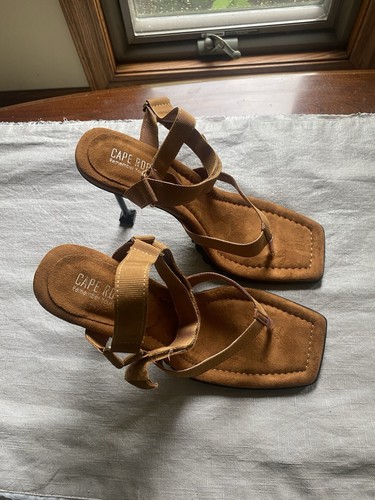 New CAPE ROBBIN Heels Size 10 BOOMER brown ultra-high thong sandals Comfy - Picture 8 of 8