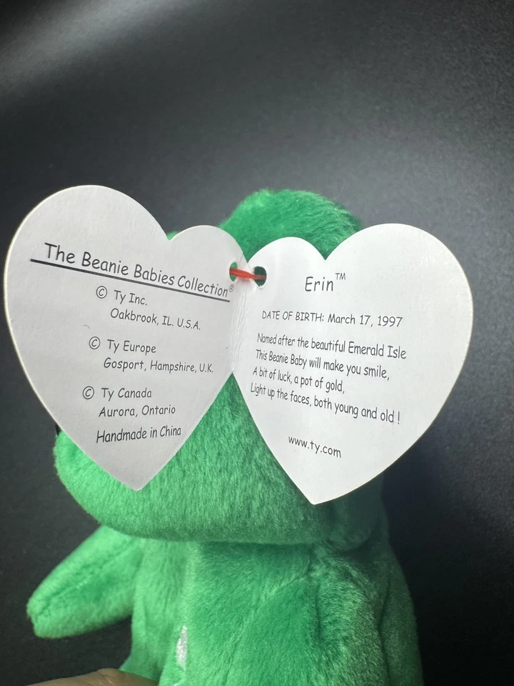 Ty Beanie Baby Erin The Bear Cumpleaños 17/03/1997 Foto 3 de 3