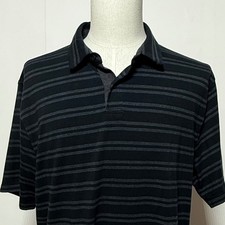 Under Armour Polo Mens XL Black Gray Striped Charged Cotton HeatGear Pullover