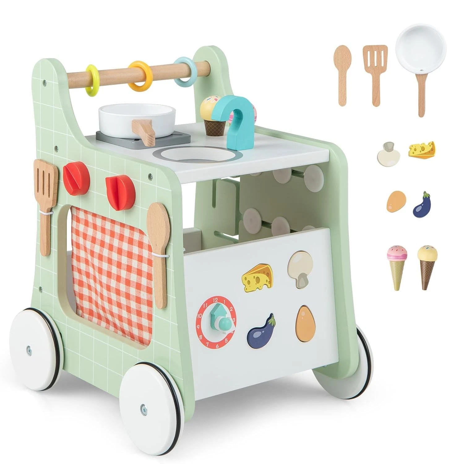Baby Push Walker, 6-In-1 Wooden Play Kitchen Walker Activity Center W/Shape Sort
Opens in a new wind