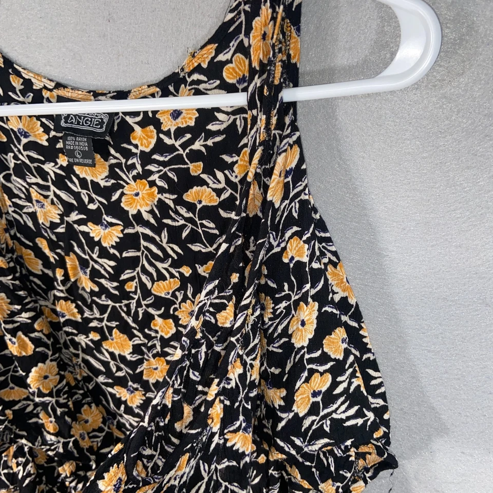 Cárdigan Angie Kimono Para Mujer’s L Negro Amarillo Floral Hombro Frío Flutter Boho Foto 3 de 4