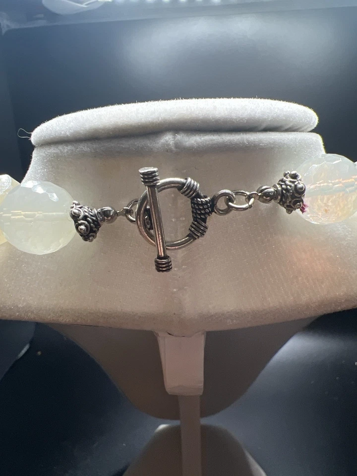 Коренастый аквамарин и необработанный цитрин стиль бисером ожерелье застежка из чистого серебра - Изображение 3 из 4