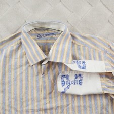 Robert Graham Dress Shirt Mens 16/41 Striped Paisley Printed French Cuffs