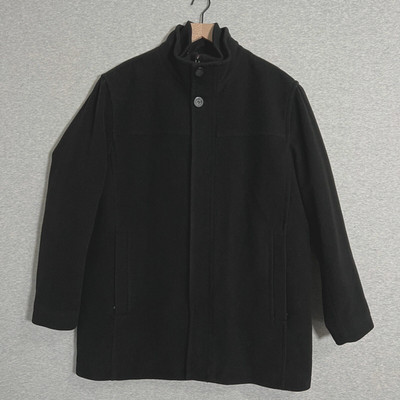 Marc New York Coat Mens XL Black Lined Button Flap Full Zip Wool Blend Jacket