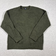 Uniqlo Kid's Sz 13 Green Ribbed Knit Pullover Sweater Long Sleeve Crew Neck