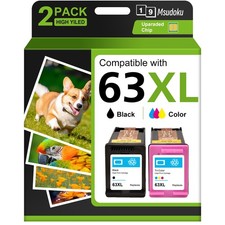 2PK 63XL Ink Cartridge For HP Office Jet 3830 3836 4650 5255 ENVY 4512 4520 4528