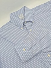 Brooks Brothers Regent Men's Non-iron Button Down Shirt 16.5x32 Blue Stripe