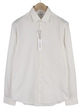 CALVIN KLEIN Structure Solid Slim Men Shirt L Off White Cotton Button-Up Light