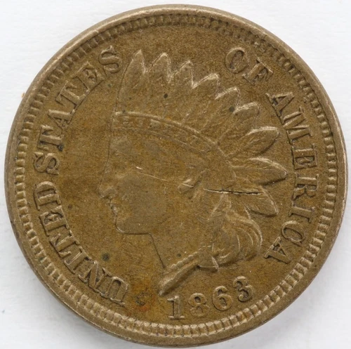 XF Details Obverse Scratch 1863 Indian Head Cent