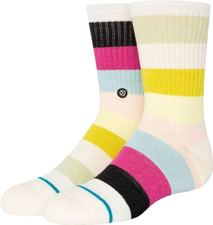 Stance, Wade Collection, Cotton, Kids' Multi Striped Crew Socks, Size: Y3-5.5