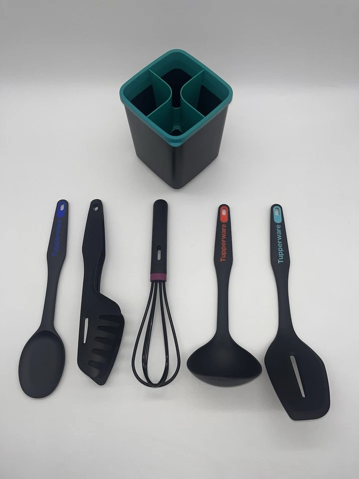Tupperware Kitchen Prep Cooking Tools Utensils With Holder Set New - Image 3 of 4