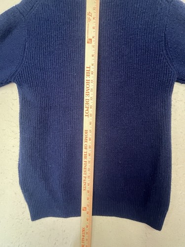 National Geographic Sweater Mens Large Blue 100% Wool Elbow Patches Shawl Collar - Picture 4 of 9
