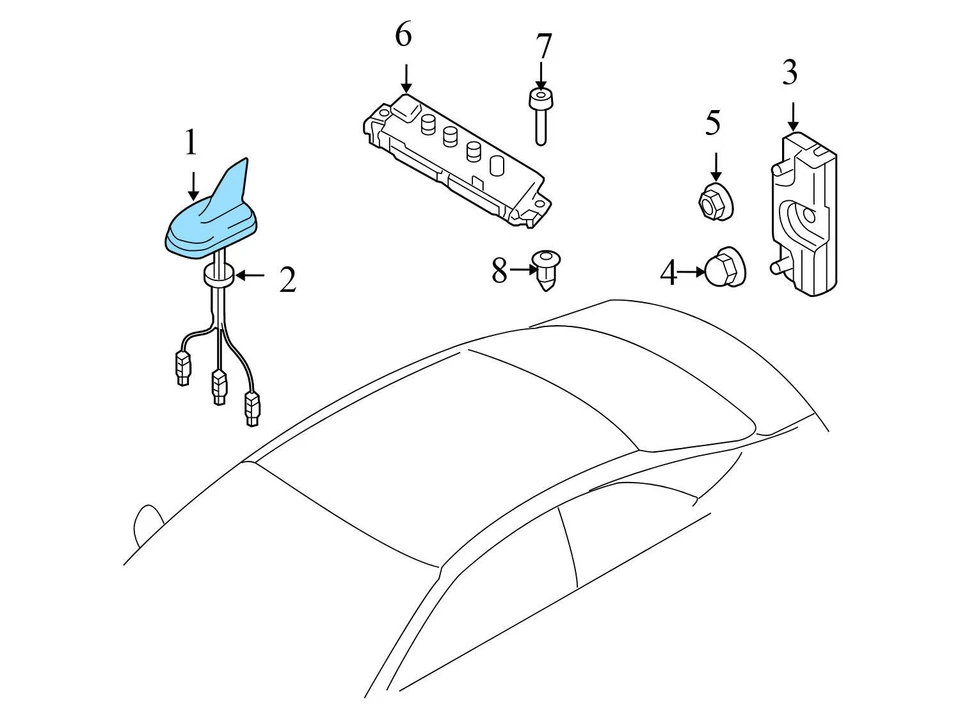 Audi A5 2008-2012 - Antena de techo/aleta de tiburón 8T0035503 k Foto 4 de 4