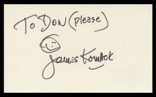 James Komack Welcome Back, Kotter Authentic Signed 3x5 Index Card BAS #BV59016