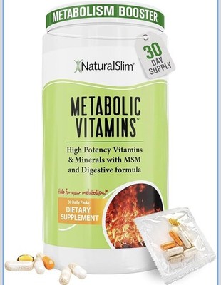 NaturalSlim Metabolic Vitamins - Energy & Metabolism Support, 30 Daily Packs