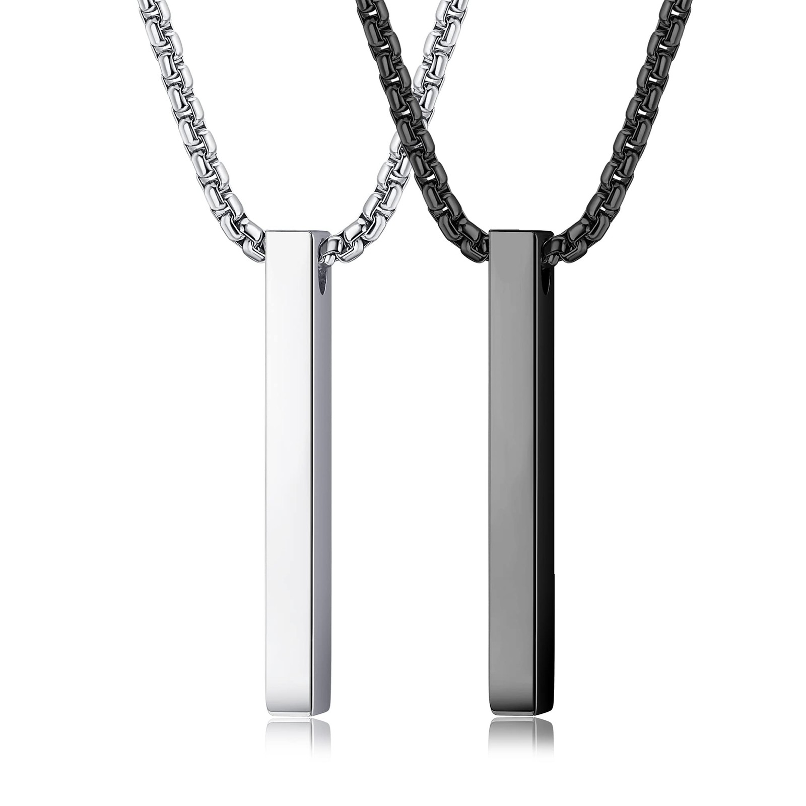 Collier acier inoxydable homme avec pendentif barre bicolore premium
