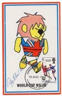 1966 WORLD CUP WILLIE CAMEO STAMPS FIRST DAY POSTCARD SIGNED SIR BOBBY CHARLTON