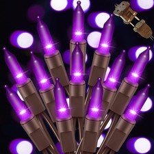 LAMPHOME Halloween Purple String Lights, 100 Mini Fairy Lights Set, Brown Wir...