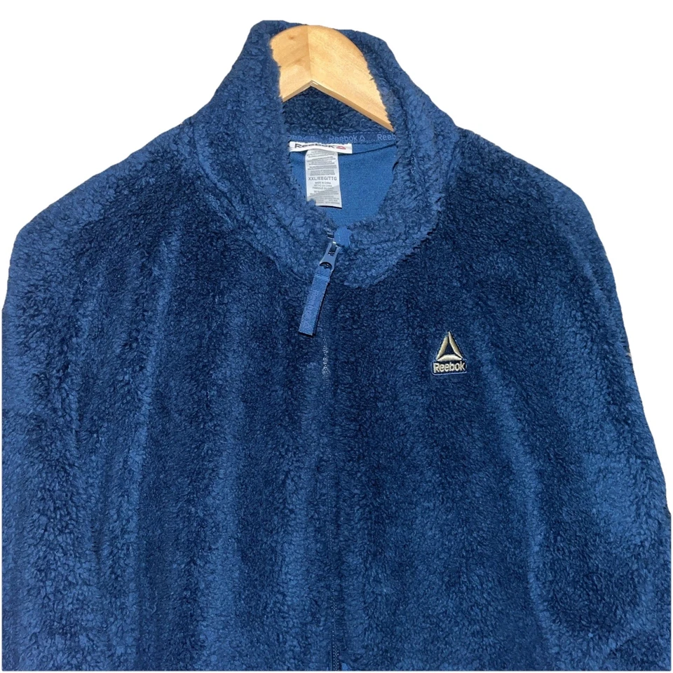 Reebok Мужская синий полный молнии тяжелый шерпа флис с подкладкой теплая куртка размер XXL - Изображение 3 из 4