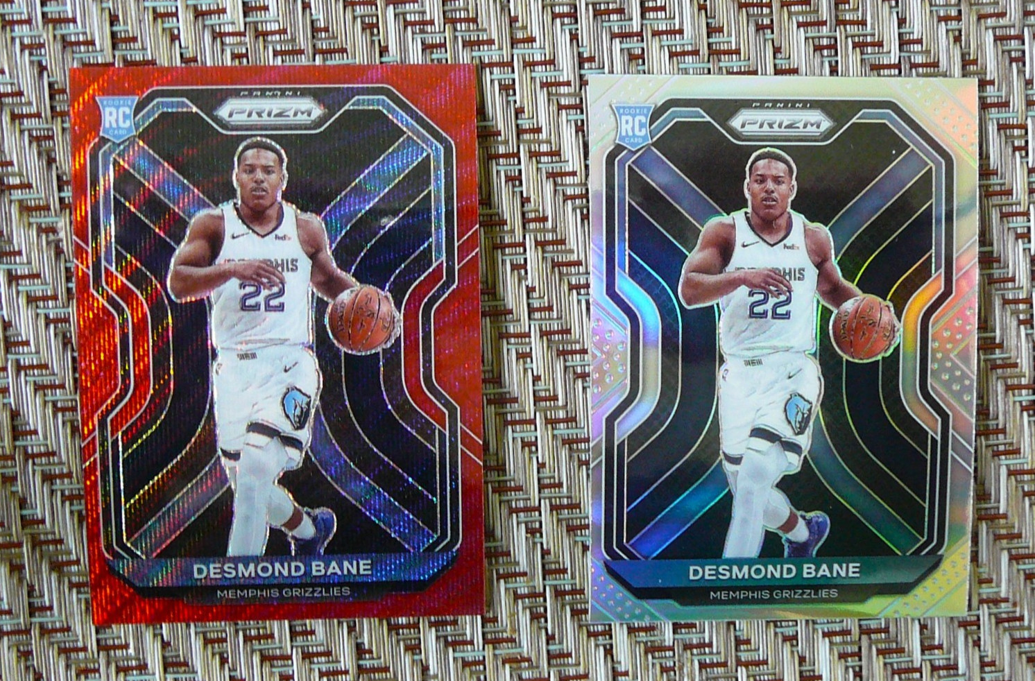 Desmond Bane  2020-21 Panini Prizm RC Ruby Red Wave + Silver Prizm Rookie