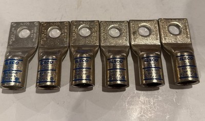 ILSCO CSWS-400-12 Copper Compression Lugs Std barrel 1-hole Blue Die Lot of 6