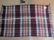 Vintage CURVON 100 Wool 40"x34" Stadium Lap Plaid Blanket. No.58.
