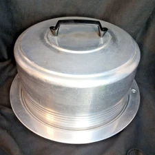 Vtg Regal Ware Aluminum Cake Carrier 1950s Locking Lid Black Handle Mid Century