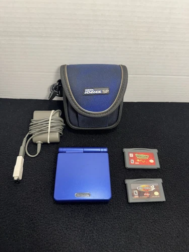 Nintendo GameBoy Advance SP AGS-001 Blue With Games Charger & Case Tested!