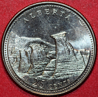 Canada 1992 25 Cents Alberta 125 Anniversary of the Confederation,  24mm