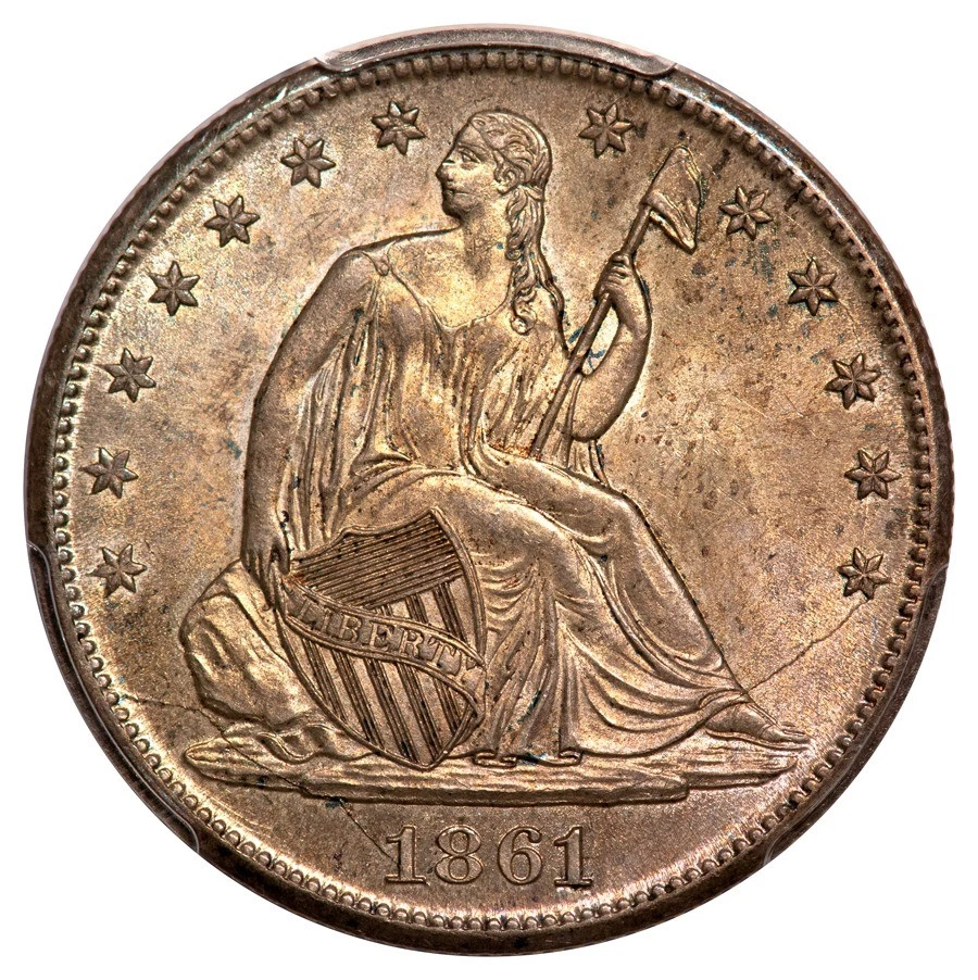 1861-S 50C Liberty Seated Half Dollar PCGS MS64