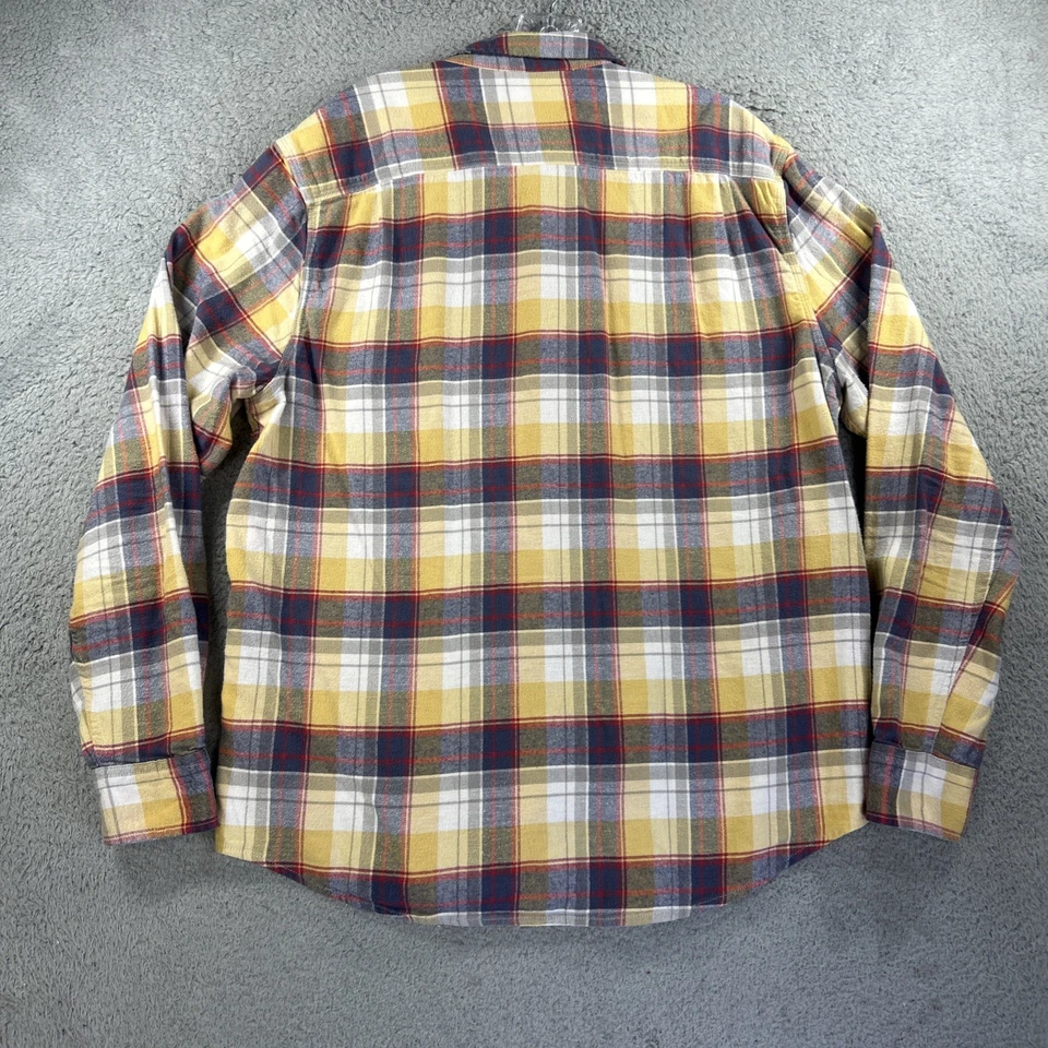 Lucky Brand Shirt Mens Large Madras Plaid Flannel Saturday Stretch Cabin Rugged - Image 3 of 4
