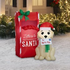 Holiday Time Mailbox Dog Letters to Santa 3.5 Ft Inflatable New