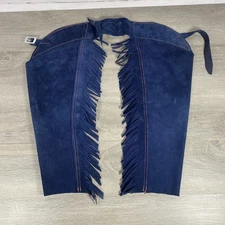 Vintage 1970's  Blue Suede Fringe Chaps CHILD'S Size Rodeo Western EXCELLENT