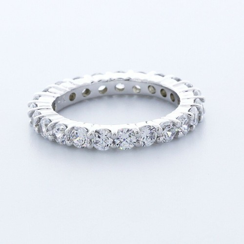 2 1/2ct H VS2 Round Natural Certified Diamonds 950 Plat. Classic Eternity Band - Picture 1 of 2