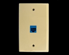 Ethernet Wall Plate CAT6 1-Port Single Gang Keystone Network Female-Female Ivory