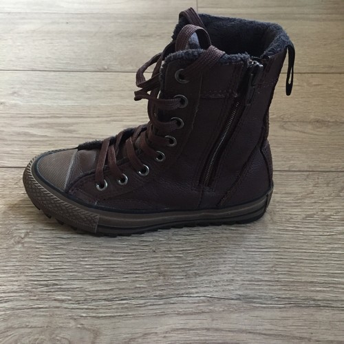 Junior Kids Boots Brown Leather Shoes 