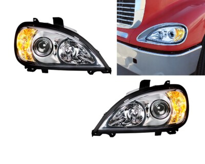Pair of Chrome Projection Headlights for 2001-2020 Freightliner Columbia