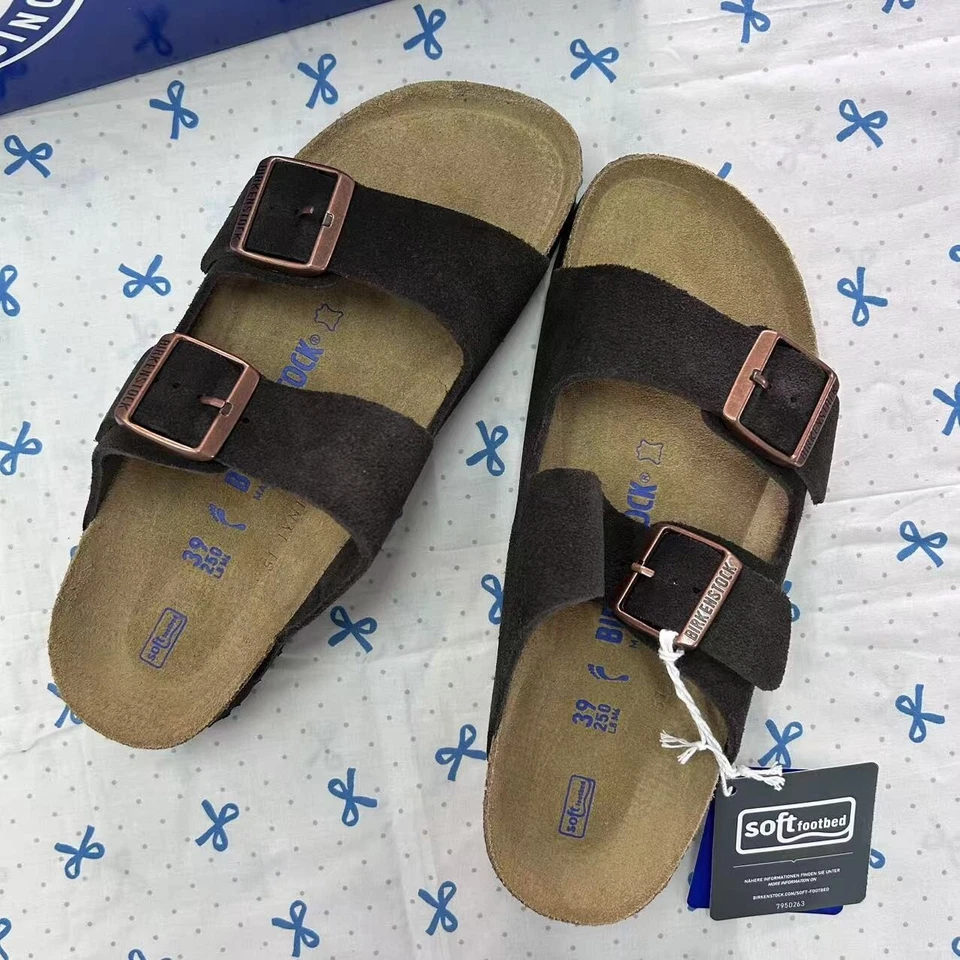 Sandalias para mujer Birkenstock Arizona moca gamuza cuero estrechas 37-41/ancho 42-45 Foto 2 de 4