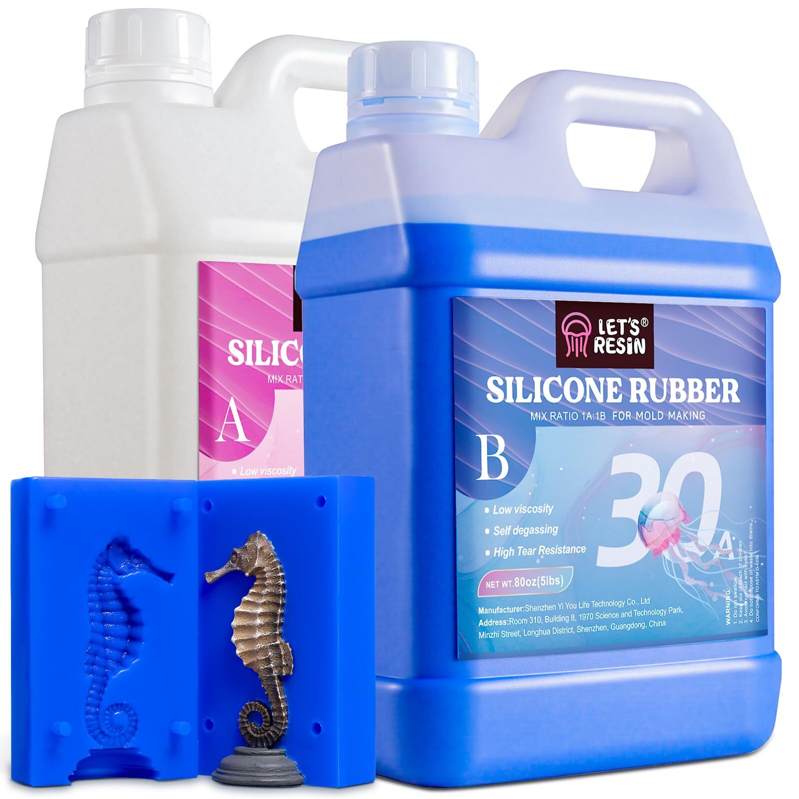 30A 160oz Platinum Cured Silicone Mold Making Kit for DIY Resin Molds