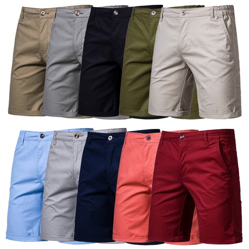 Mens Cargo Shorts Elastic Waist Casual Work Wear 100 Cotton Trousers