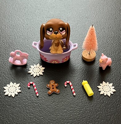 Littlest Pet Shop #665 Basset Hound Dog Authentic LPS & Custom Accessories Lot